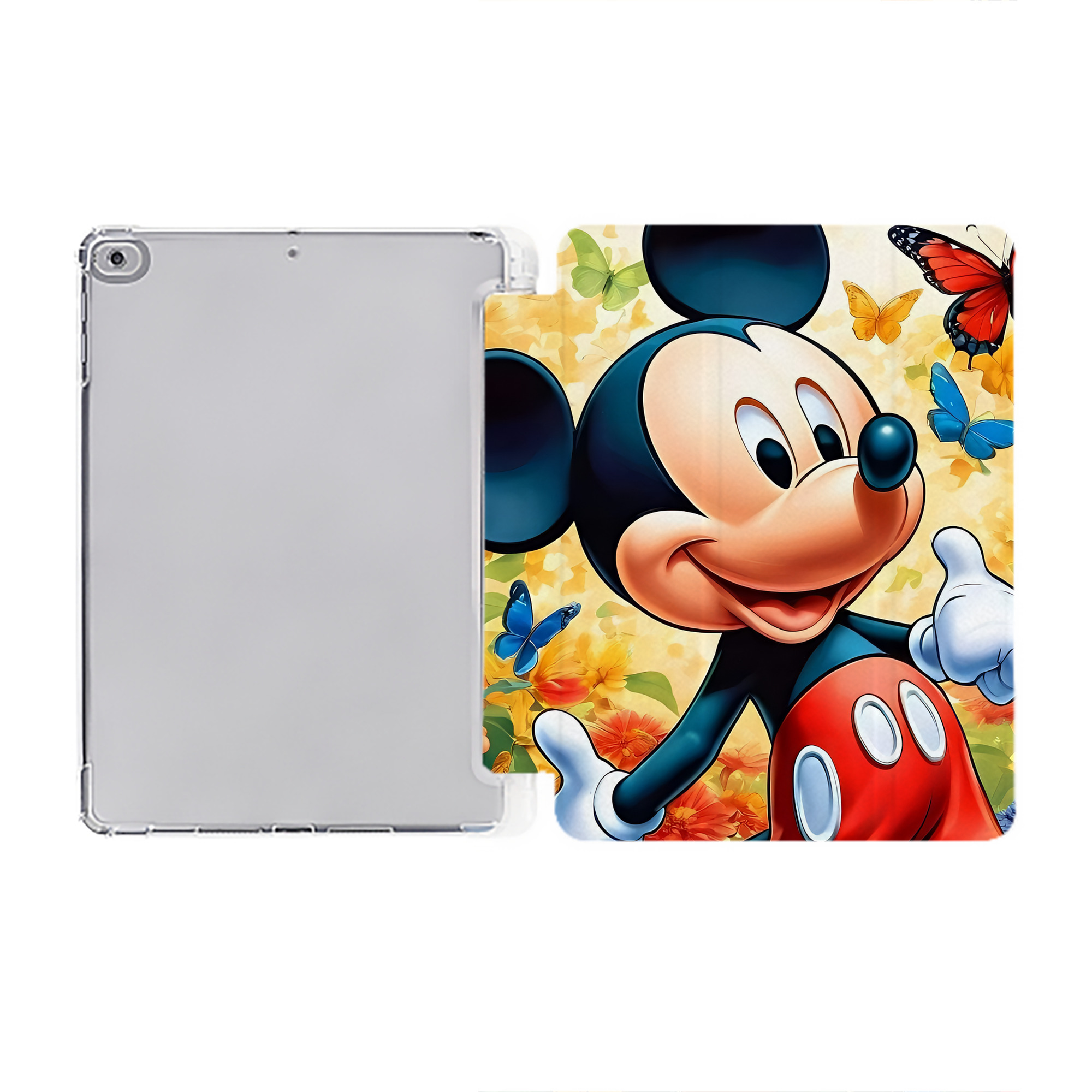 （画像用） ミッキーマウス Mickey Mouse IPad ケース ペン収納付き 三つ折りスタンド PUレザー×シリコン 対応機種9.5/10.5/10.9インチ